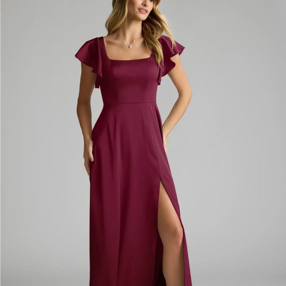 Azazie Bondi Style Mulberry Maxi Dress with Slit